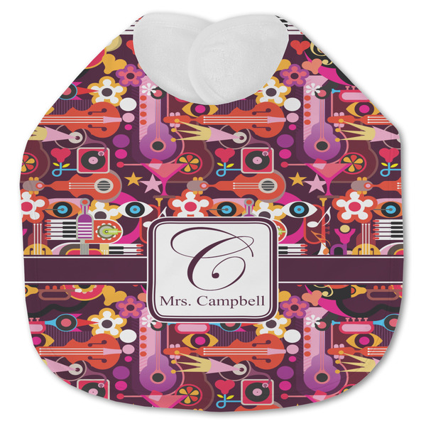 Custom Abstract Music Jersey Knit Baby Bib w/ Name and Initial