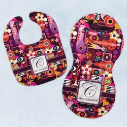 Abstract Music Baby Bib & Burp Set w/ Name and Initial