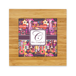 Abstract Music Bamboo Trivet with Ceramic Tile Insert (Personalized)