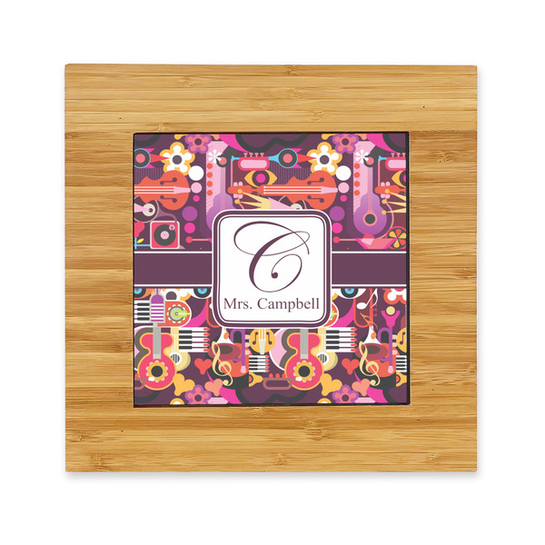 Custom Abstract Music Bamboo Trivet with Ceramic Tile Insert (Personalized)