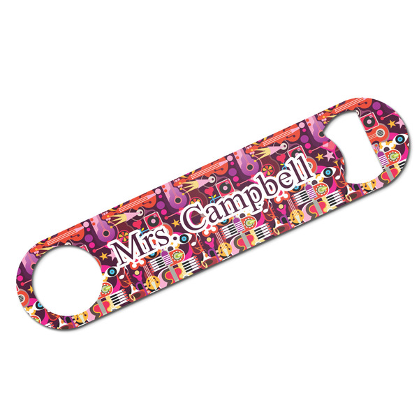 Custom Abstract Music Bar Bottle Opener w/ Name and Initial