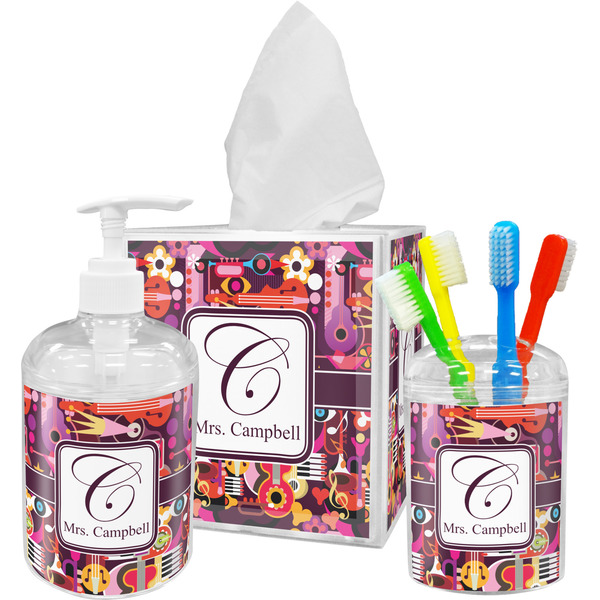 Abstract Music Bathroom Accessories Set (Personalized)