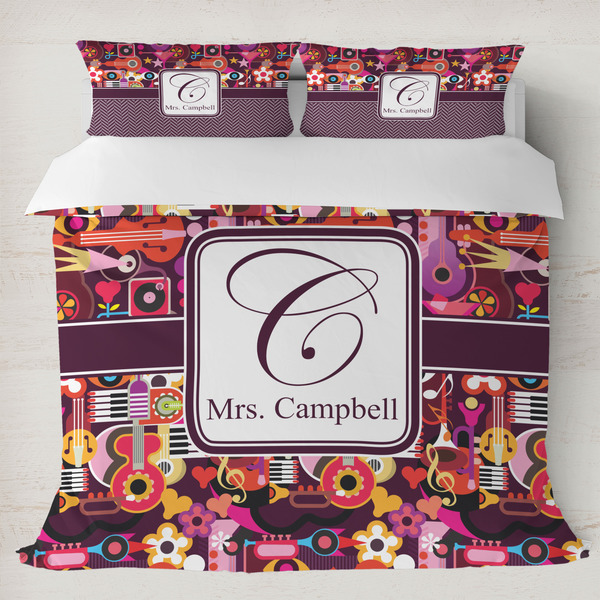 Custom Abstract Music Duvet Cover Set - King (Personalized)