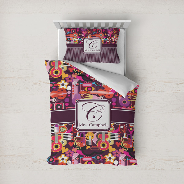 Custom Abstract Music Duvet Cover Set - Twin (Personalized)