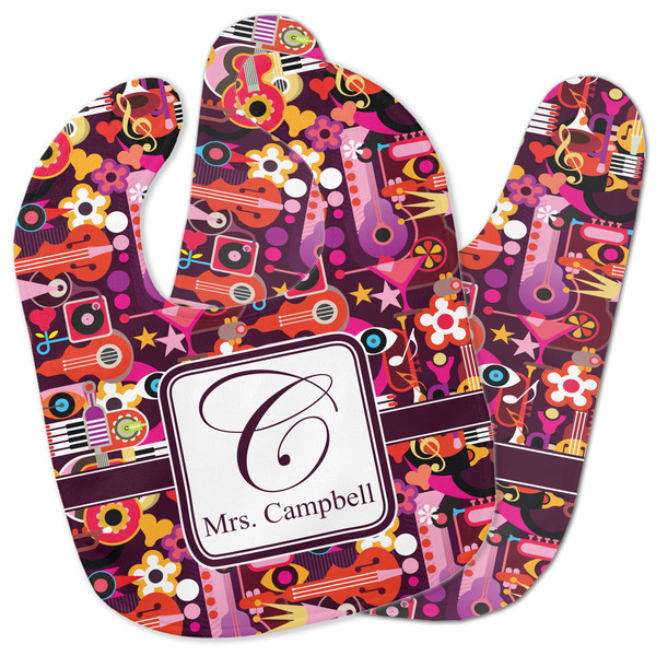 Custom Abstract Music Baby Bib w/ Name and Initial