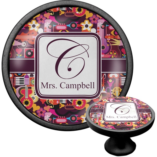 Custom Abstract Music Cabinet Knob (Black) (Personalized)