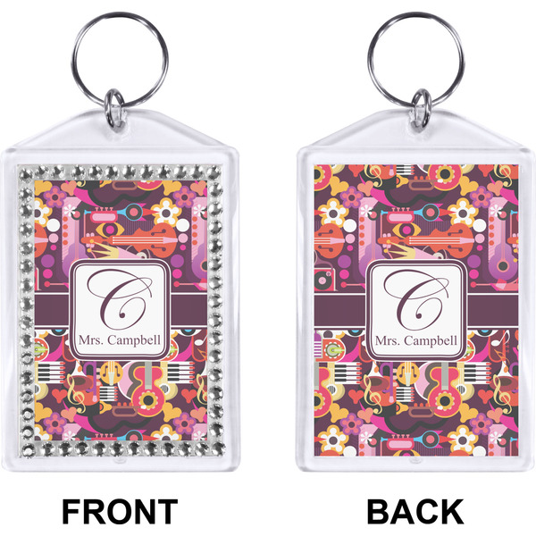 Abstract Music Bling Keychain (Front + Back)