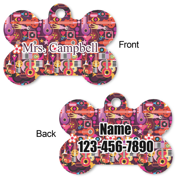 Abstract Music Bone Shaped Dog ID Tag - Large - Approval