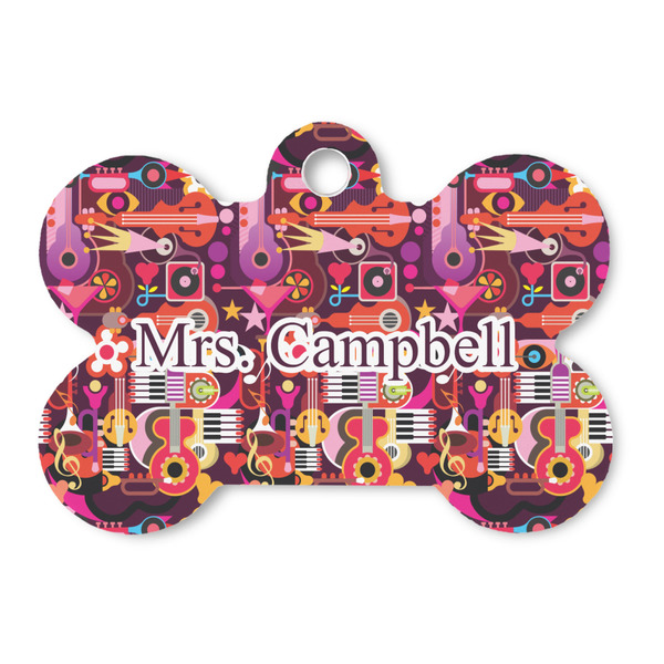 Custom Abstract Music Bone Shaped Dog ID Tag - Large (Personalized)