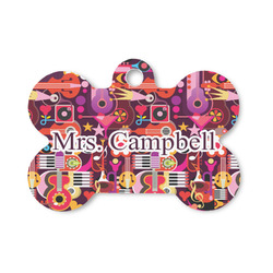 Abstract Music Bone Shaped Dog ID Tag - Small (Personalized)