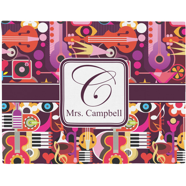 Custom Abstract Music Woven Fabric Placemat - Twill w/ Name and Initial