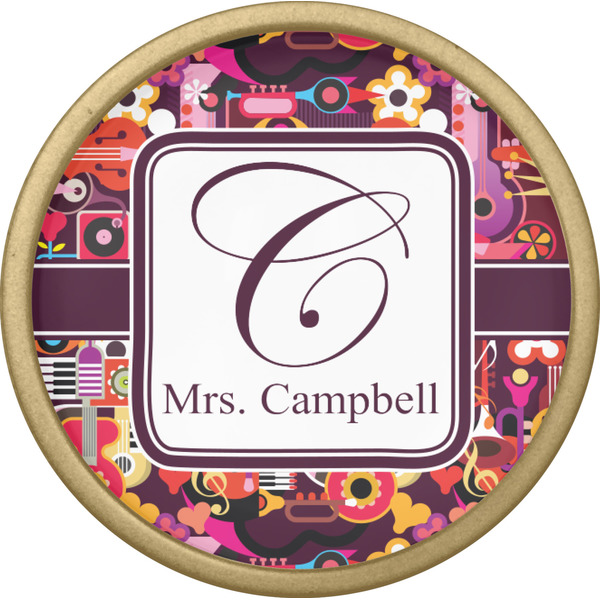 Abstract Music Cabinet Knob - Gold - Front