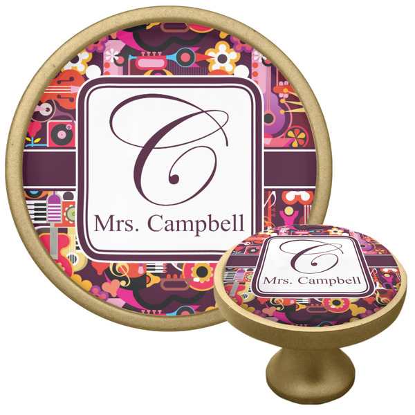 Abstract Music Cabinet Knob - Gold - Multi Angle