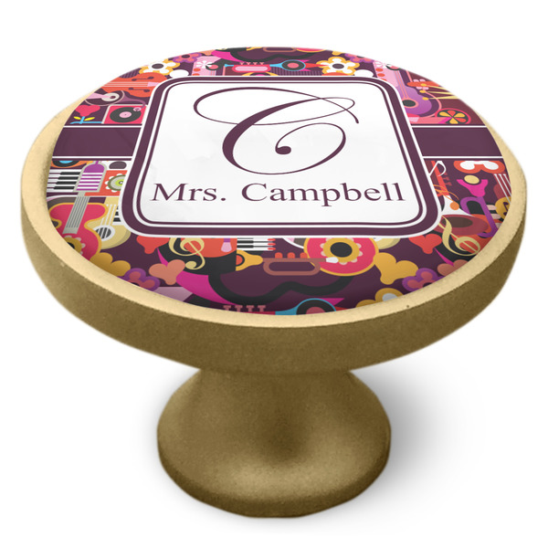 Abstract Music Cabinet Knob - Gold - Side