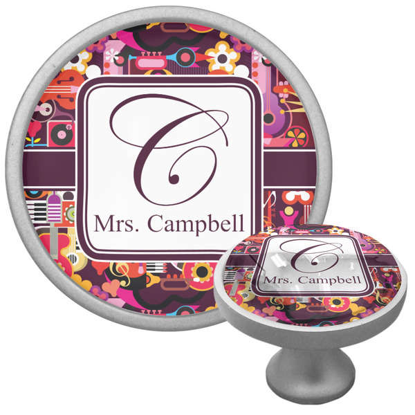 Custom Abstract Music Cabinet Knob (Silver) (Personalized)