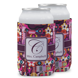 Abstract Music Can Cooler (12 oz) w/ Name and Initial