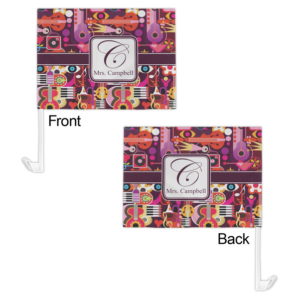 Abstract Music Car Flag - 11" x 8" - Front & Back View