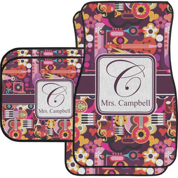 Custom Abstract Music Car Floor Mats Set - 2 Front & 2 Back (Personalized)