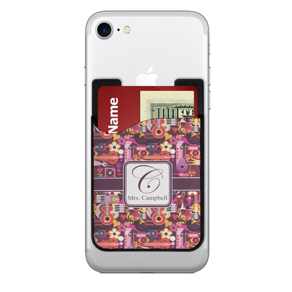 Custom Abstract Music 2-in-1 Cell Phone Credit Card Holder & Screen Cleaner (Personalized)