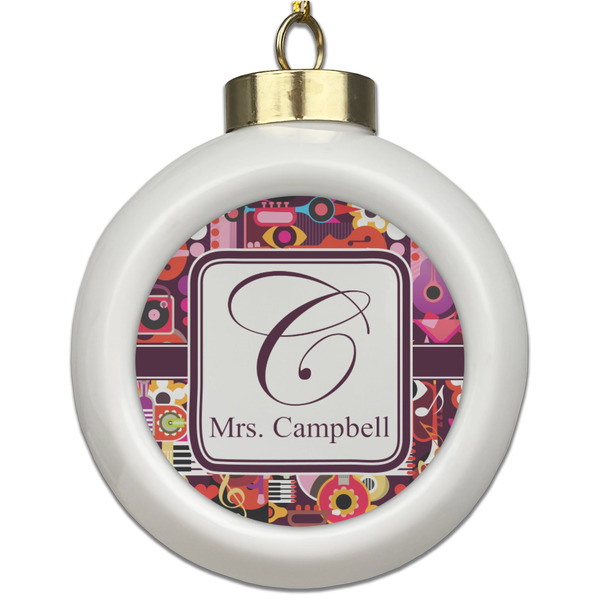 Custom Abstract Music Ceramic Ball Ornament (Personalized)