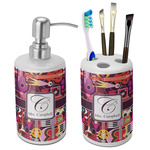 Abstract Music Ceramic Bathroom Accessories Set (Personalized)