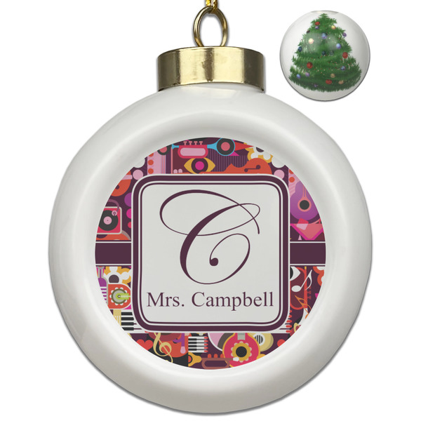Custom Abstract Music Ceramic Ball Ornament - Christmas Tree (Personalized)