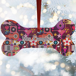 Abstract Music Ceramic Dog Ornament w/ Name and Initial
