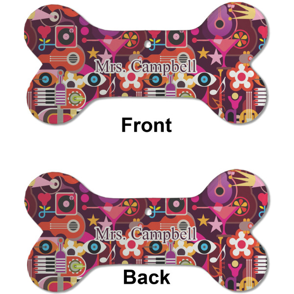 Abstract Music Ceramic Flat Ornament - Bone Front & Back (APPROVAL)