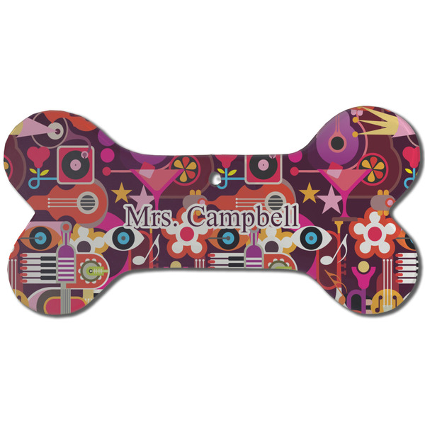 Abstract Music Ceramic Flat Ornament - Bone Front