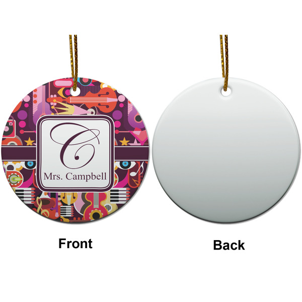 Abstract Music Ceramic Flat Ornament - Circle Front & Back (APPROVAL)