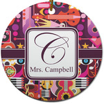 Abstract Music Round Ceramic Ornament w/ Name and Initial
