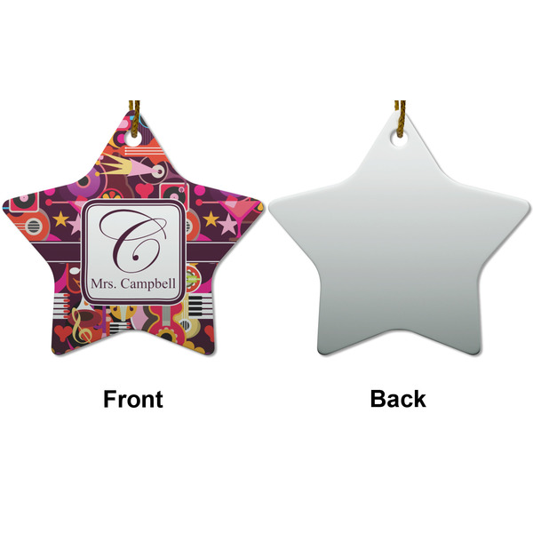 Abstract Music Ceramic Flat Ornament - Star Front & Back (APPROVAL)