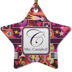 Abstract Music Star Ceramic Ornament w/ Name and Initial