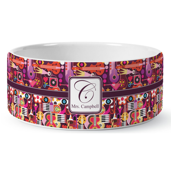 Custom Abstract Music Ceramic Dog Bowl (Personalized)