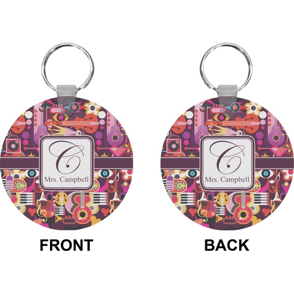 Abstract Music Circle Keychain (Front + Back)