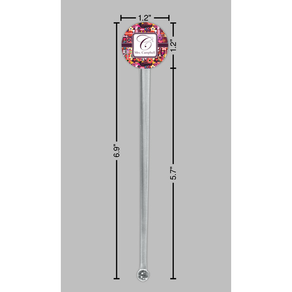 Abstract Music Clear Plastic 7" Stir Stick - Round - Dimensions