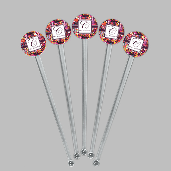 Abstract Music Clear Plastic 7" Stir Stick - Round - Fan View