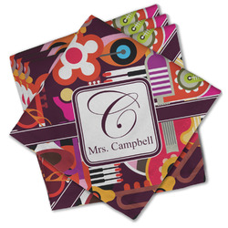 Abstract Music Cloth Cocktail Napkins - Set of 4 w/ Name and Initial
