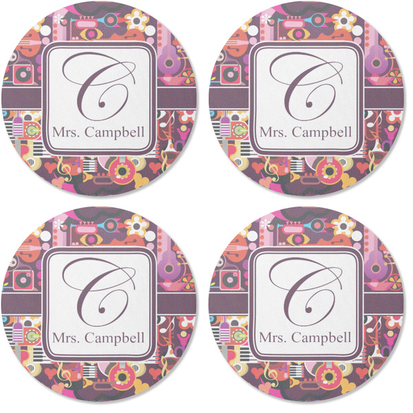 Abstract Music Coaster Round Rubber Back - Apvl