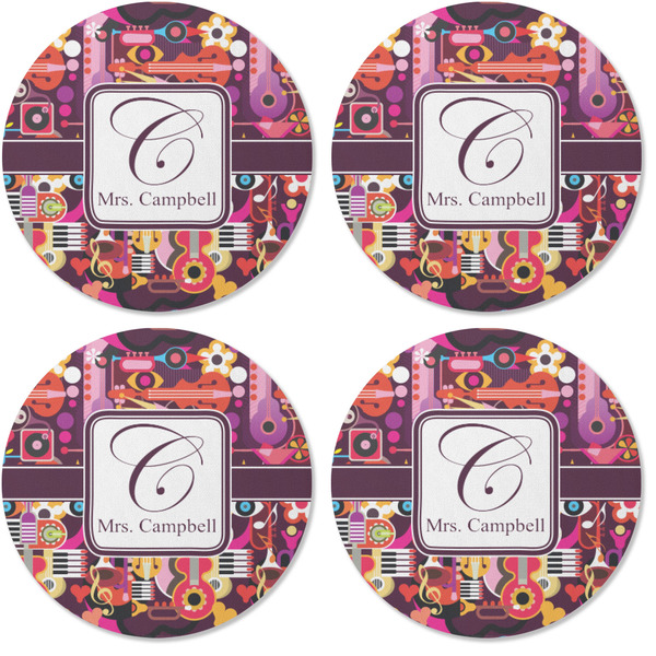 Abstract Music Coaster Round Rubber Back - Apvl