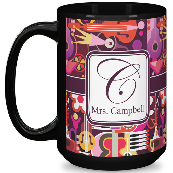 Custom Abstract Music 15 Oz Coffee Mug - Black (Personalized)