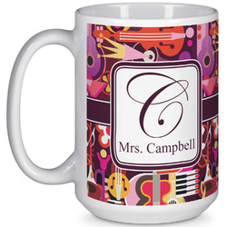 Abstract Music 15 Oz Coffee Mug - White (Personalized)