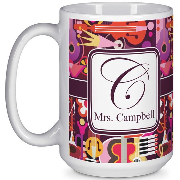 Custom Abstract Music 15 Oz Coffee Mug - White (Personalized)