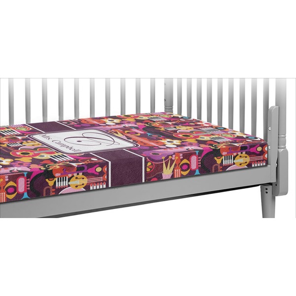 Custom Abstract Music Crib Fitted Sheet (Personalized)