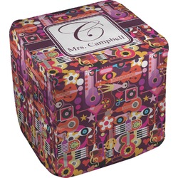Abstract Music Cube Pouf Ottoman - 13" (Personalized)