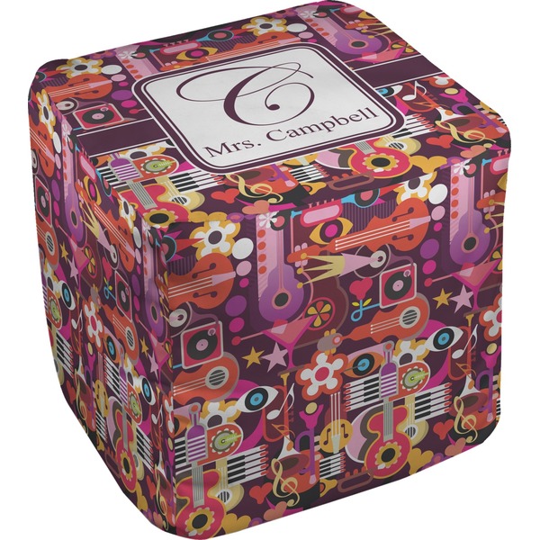 Custom Abstract Music Cube Pouf Ottoman - 13" (Personalized)
