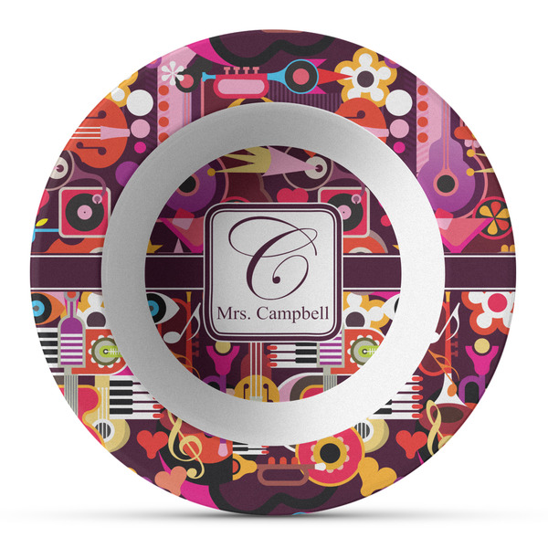 Custom Abstract Music Plastic Bowl - Microwave Safe - Composite Polymer (Personalized)