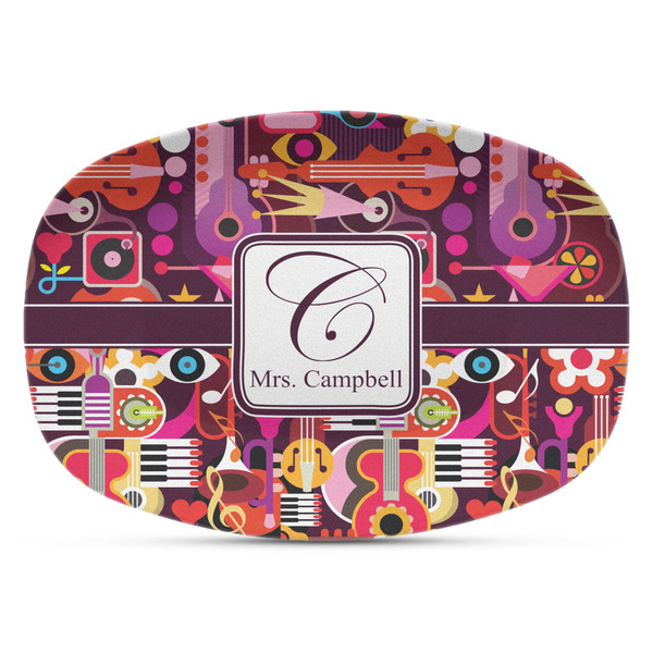 Custom Abstract Music Plastic Platter - Microwave & Oven Safe Composite Polymer (Personalized)
