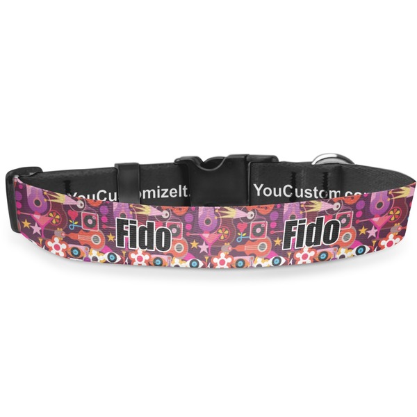 Custom Abstract Music Deluxe Dog Collar - Extra Large (16" to 27") (Personalized)