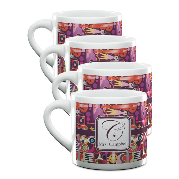Custom Abstract Music Double Shot Espresso Cups - Set of 4 (Personalized)